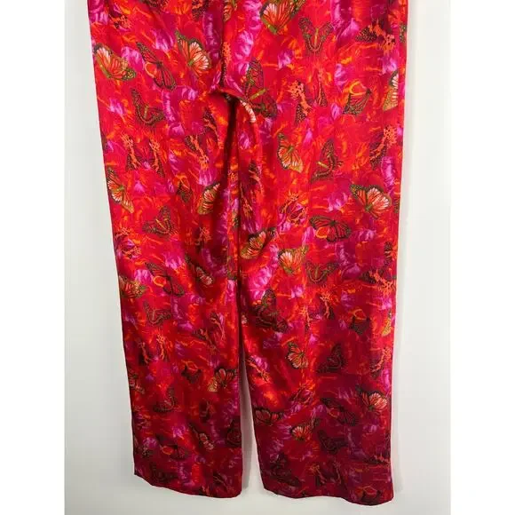 L'AGENCE Luvvy Butterfly Print Silk Straight Leg Trousers Women's Medium ? Pants - Picture 6 of 16